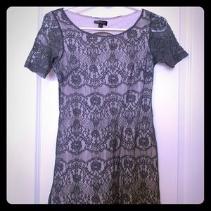 Topshop Gray Lace Mini Dress